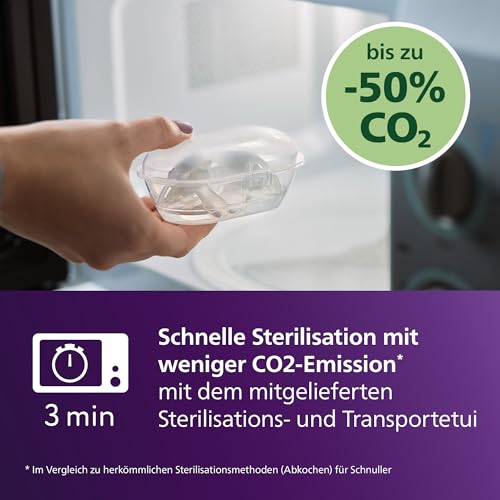 Philips Avent ultra air Schnuller – kiefergerecht geformtes Design, für Babys, 0–6 Monate, weicher, symmetrischer Silikonsauger, BPA-frei, 2 Sterilisationsbehälter, 4er-Pack, SCF087/19 6