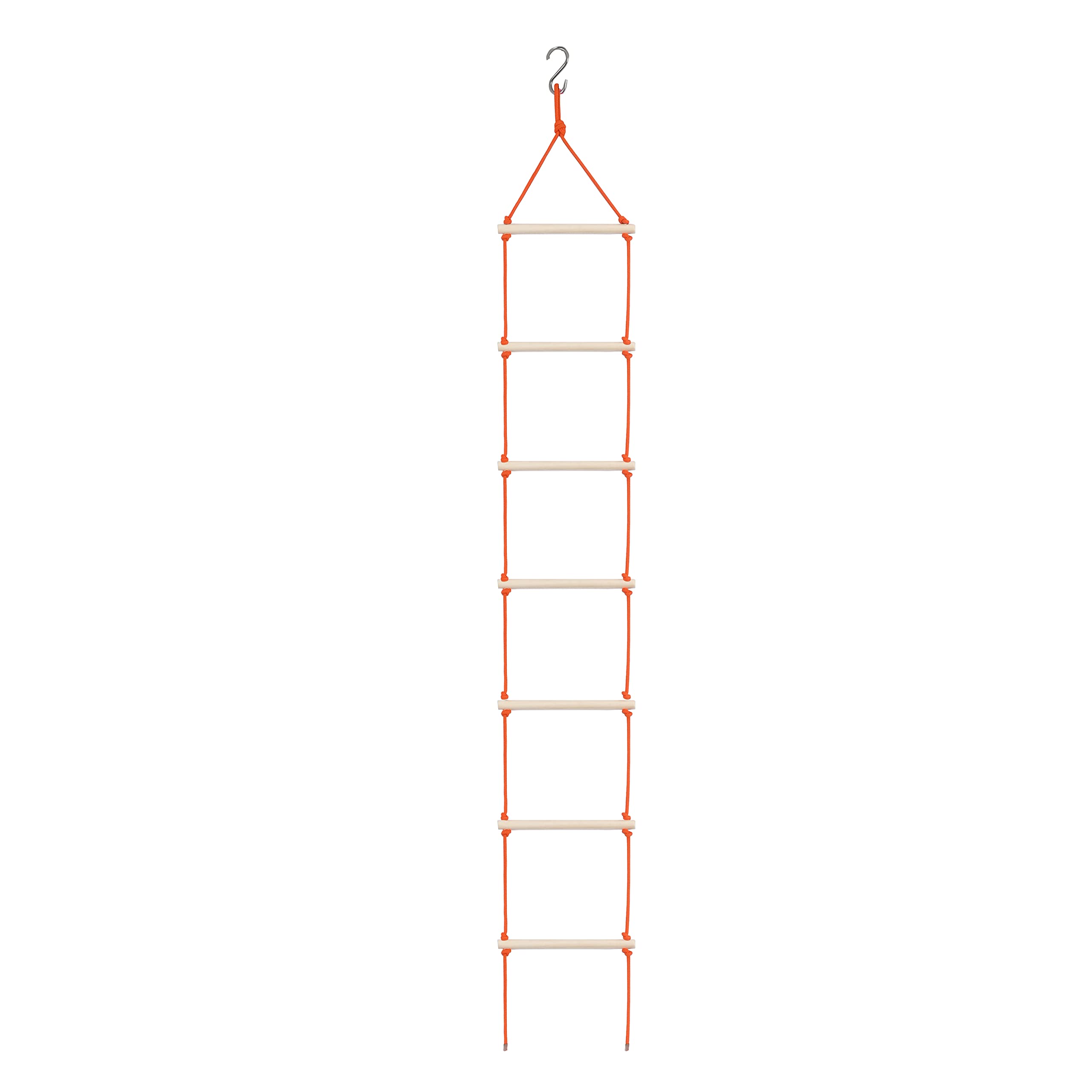 Rope Ladder| Climbing Stairs for Kids | Wooden Scales for Kids for Physical Activity | Indoor Outdoor Games for Kids 3 to 10 Years (Orange)