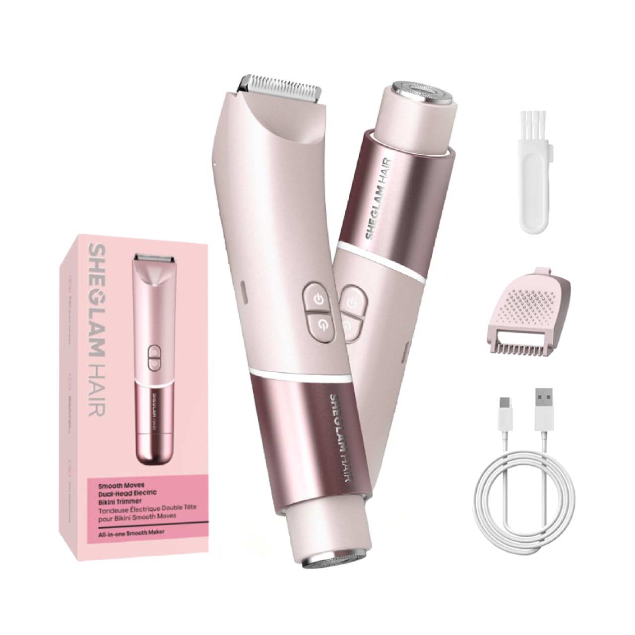 SHEGLAM Bikini Trimmer for Women, Dual-Head Electric Shaver