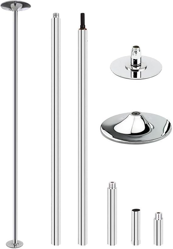 Indoor Adjustable Detachable Stripper Poles, Stripping Thickened Chrome Tube, Stripping Pole Top and Bottom with Silicone Pads