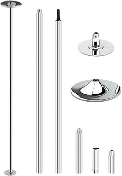 Indoor Adjustable Detachable Stripper Poles, Stripping Thickened Chrome Tube, Stripping Pole Top and Bottom with Silicone Pads