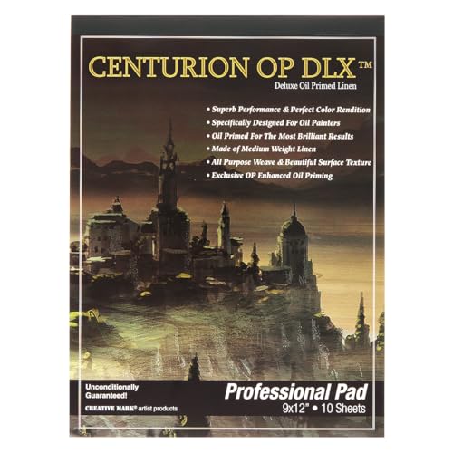 Centurion Deluxe Oil Primed Linen Pad 9"x12" 10 Sheets Per Pad –11 oz. No Bleed Pages, Lightweight, Easy to Travel Canvas Pad for Plein Air Painting