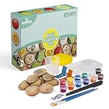 Rock Painting Kit, by Kinderific, Includes 10 Rocks, Waterproof Paints, Googly Eyes, Stands,...