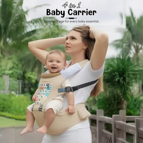 Image of StarAndDaisy 4 in 1 Baby Carrier for 0 to 3 Year Baby with Soft Cushion Hip Seat, Kangaroo Bag for Baby with 2 Storage Pockets, 4 Carry Positions | Baby Carry Bags