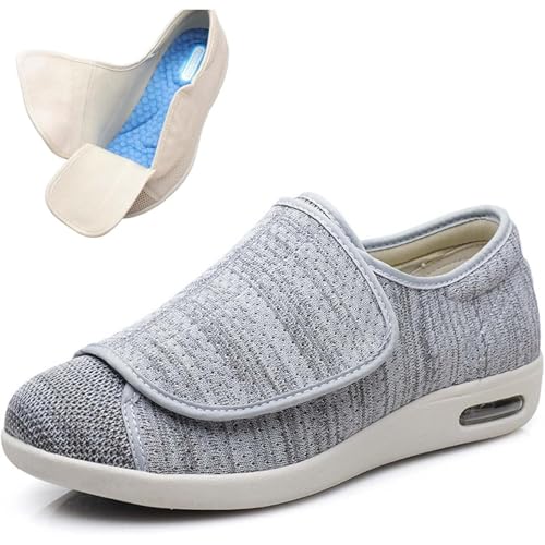 Zapatos Ligeros para Diabéticos para Personas Mayores, Zapatillas con Cierre Ajustable, Calzado para Pies Hinchados, Zapatillas Transpirables para Alivio y Cuidado de los Pies