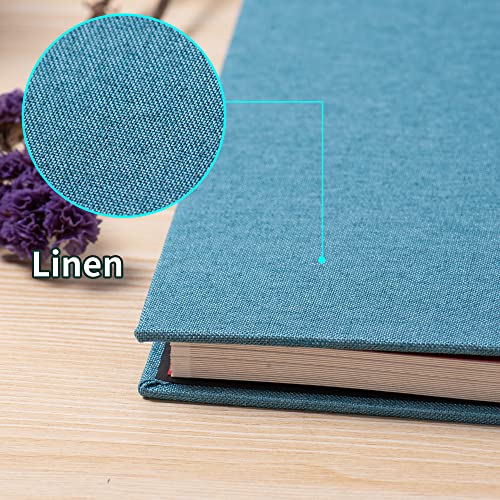 Image of Large Photo Album Self Adhesive for 4x6 5x7 8x10 Pictures Magnetic Scrapbook Album 20 Sheets / 40 Pages Linen Cover DIY Photo Album with A Metallic Pen and and Plastic Board(Sky Blue)