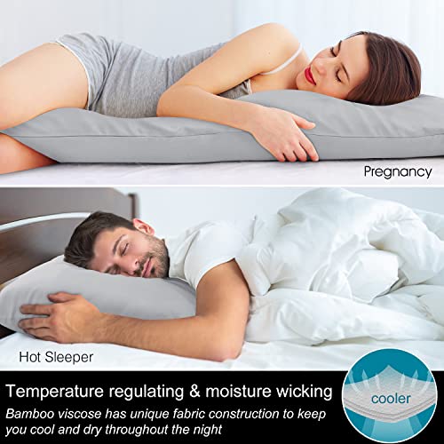 Image of BEDELITE Body Pillow Pillowcase, Rayon from Bamboo, Silver Grey, 20 inchx54 inch | Cooling and Breathable Body Pillow Cover for Hot Sleepers & Night Sweats, Silky Soft Full Long Pillow Case, Envelope Closure
