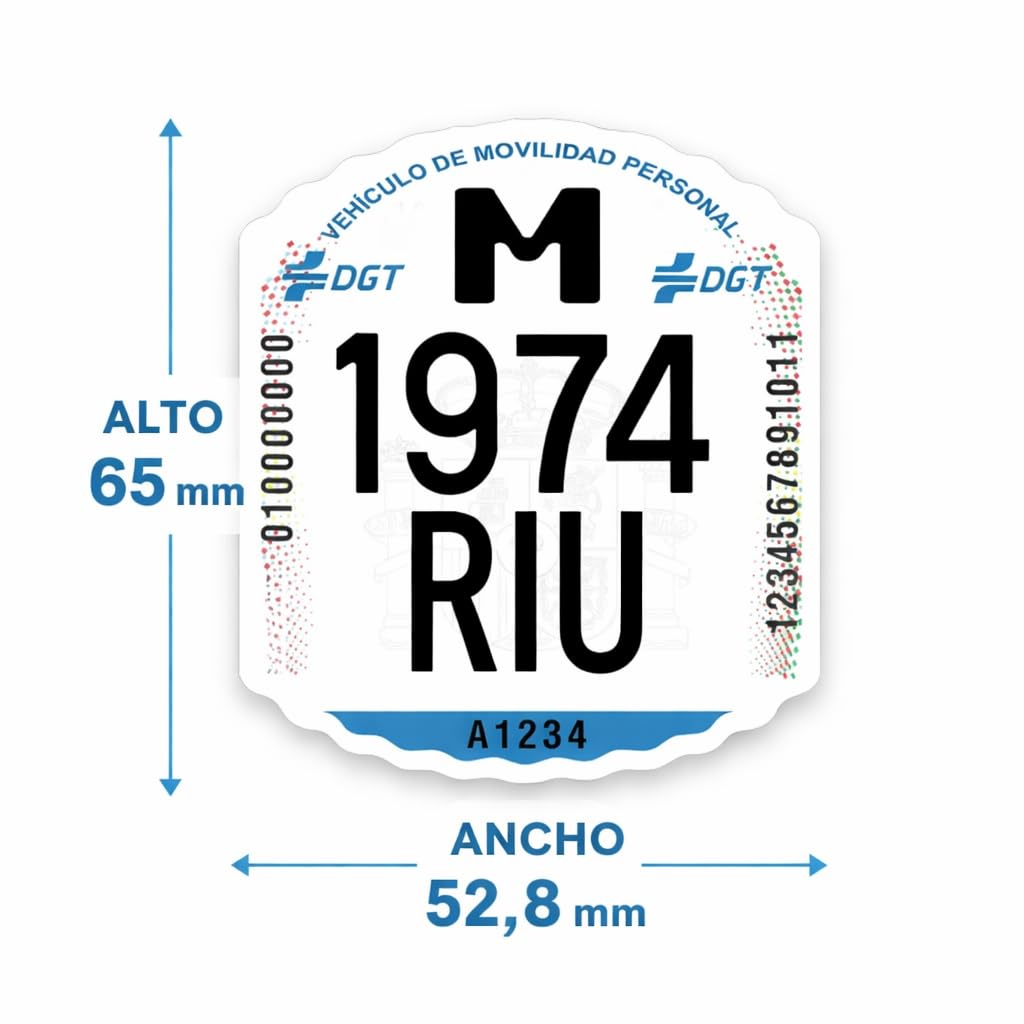 RiuScooter Matrícula para Patinete Eléctrico VMP, Homologada DGT, 65mm x 52,8mm — view 2