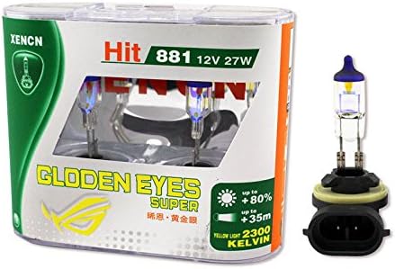 Xencn Car Driving Lamps 881 12v 27w 2300k H27/2w Super Yellow OEM Fog Bulb 2pcs