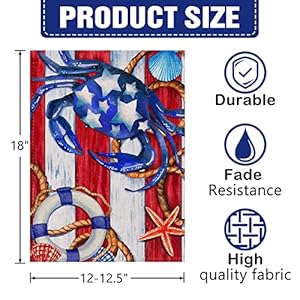 Dyrenson home decorative outdoor patriotic crab memorial day garden flag beach double sided tropical ocean starfish house yard flag stars garden yard decorations navy nautical outdoor flag 12 x 18  urban country home decor