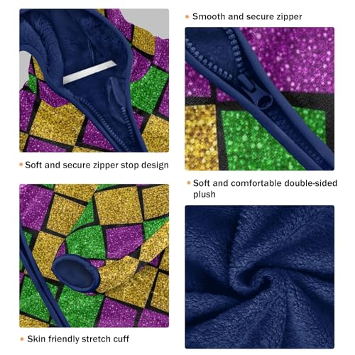 Carnival Rhombic Toddler Zip up Hoodie Fleece Outerwear Jackets for Fall Winter 3T3