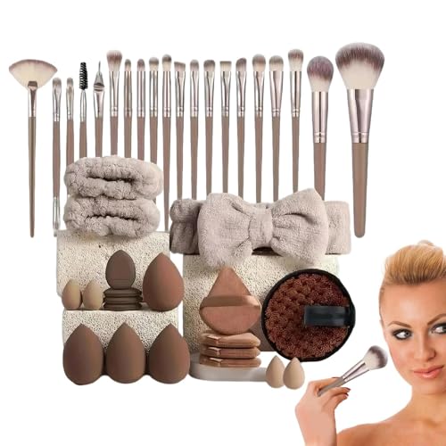 Juego de Brochas de Maquillaje - Set De Utensilios Para Maquillaje,Kit Belleza Completo para Base Contorno Sombra Aplicación de Mujeres y Jóvenes