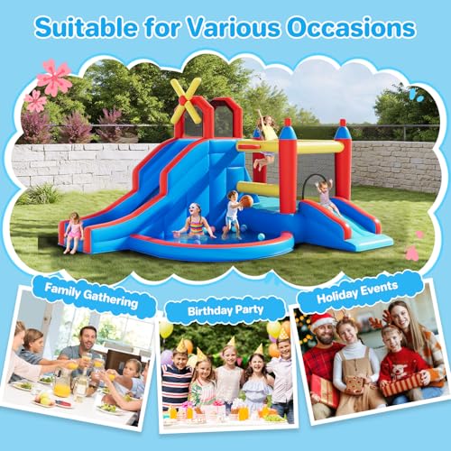 Warmiehomy Inflatable Bouncy Castle with Ball Pit and Slides - Image 6