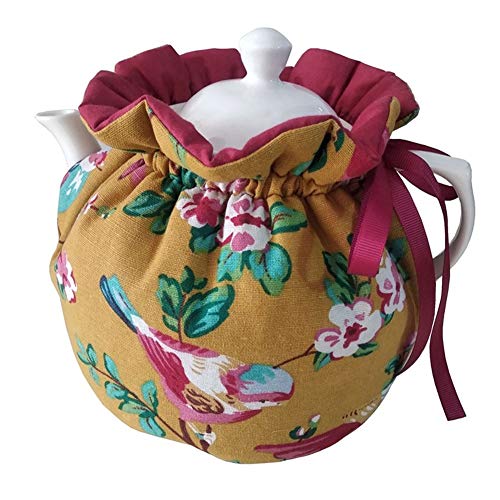 KABAKE Tea Cosy 100 Cotton Vintage Floral Teapot Dust Cover Tea Cozies Kitchen Home Decorative Tea Pots Cozy with Insulation Pad for Housewife Friend Mom