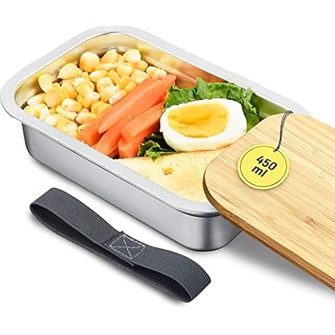 Hystun Premium Brotdose Kinder - Snackbox Kinder mit Natürlichem Bambus Deckel Cover