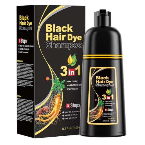 JUANCHI Black Hair Dye Shampoo 3 in1 Dye for Gray Coverage Natural Color for Women Men - image 1