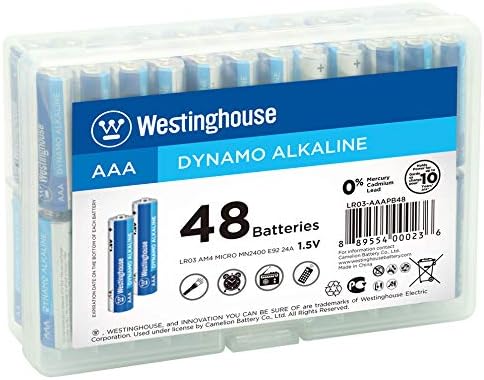 Westinghouse Alkaline AAA Batteries (Bulk Pack 48 Count), Leak-Proof & Long-Lasting Technology Triple A Primary Batteries with Lasting Power for High Drain Devices