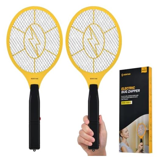 SIDKYAN Electric Fly Zapper - 2PCS Electric Fly Swatter Indoor and Outdoor - Bug Zapper with Multiple Protective Net Layer Racket - Handy Killer Catcher for Mosquito and Insect
