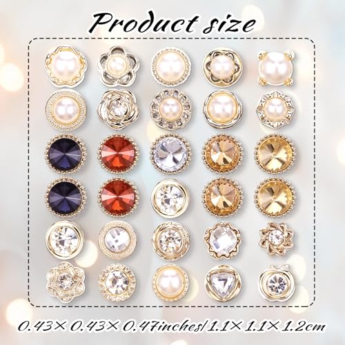Image of 30 Pcs No Sew Invisible Buttons Pearl Brooch Button Women Reusable Pearl Cover Up Pin Removable Replacement Safety Button Dress Supplies Decoration (Black, Yellow, Orange, Brown, White)