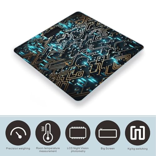 Báscula digital de baño con patrón codificado y superficie de vidrio templado miniatura 3