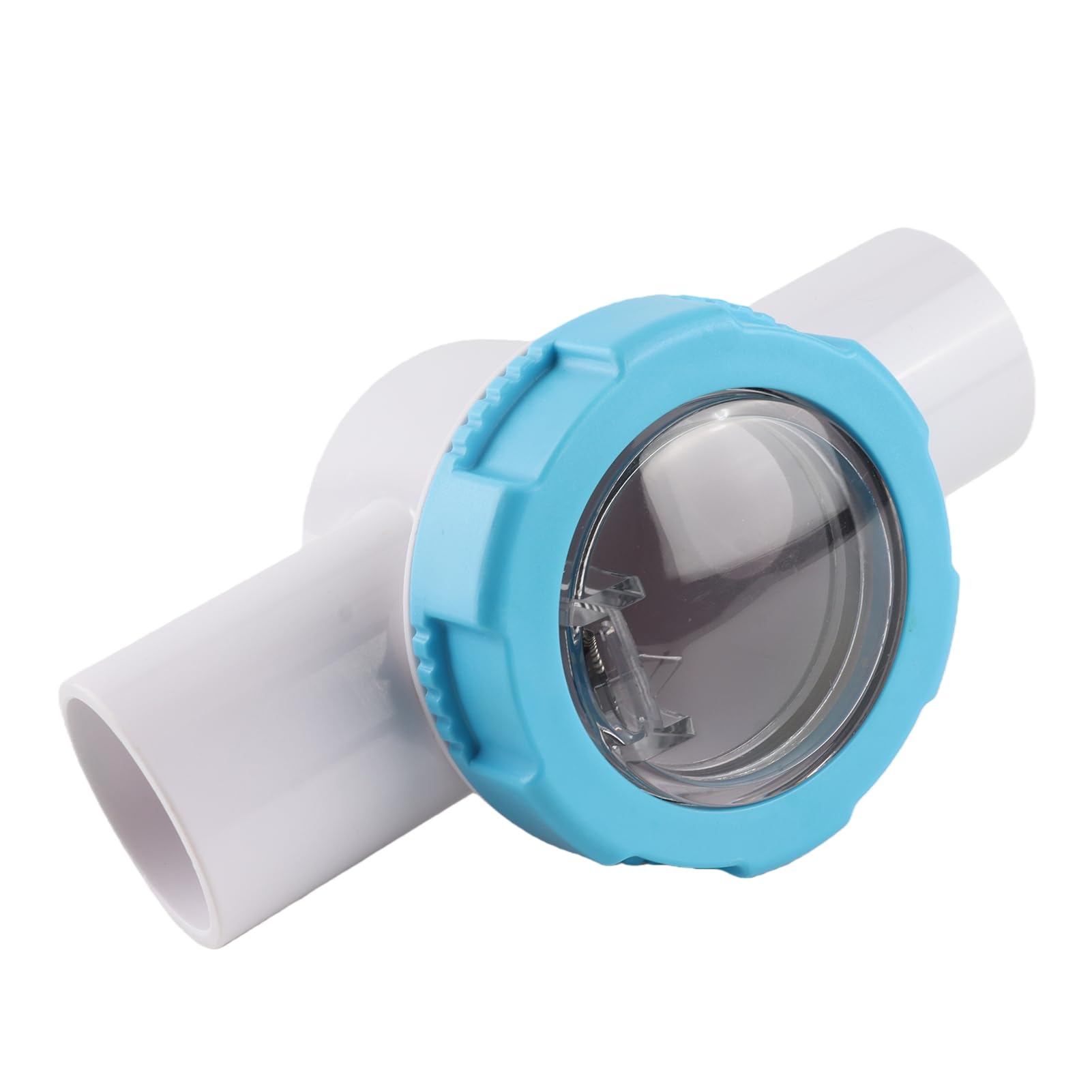 Válvula de retención 50 mm 2 vías G1 1/2 Manguera de Agua Preventor de reflujo con Tubo de Espejo Transparente para Filtro de Piscina Construcción Duradera de PVC ABS Fácil