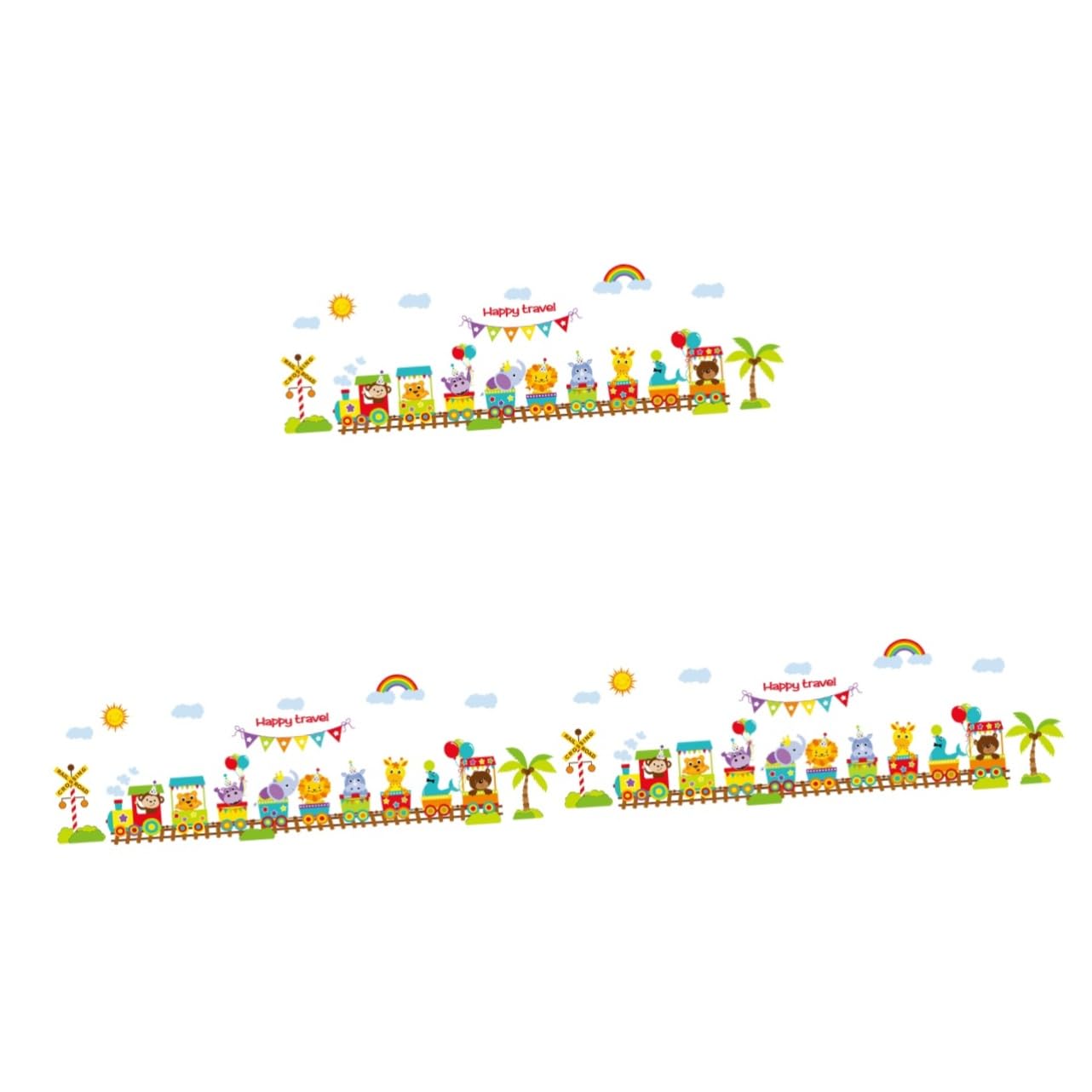 Autocollant mural train coloré en 3 pièces pour chambre d'enfant