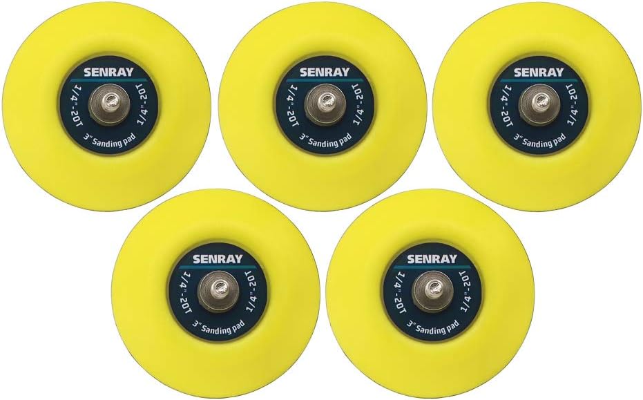 5Pcs 3-Inch Hook and Loop Backing Pad Sanding Pads for Dual Action Orbital Sanders, 1/4"-20 Thread | 15,000 RPM