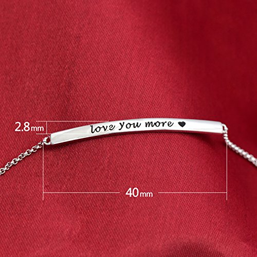925 Sterling Silver Bracelet for Women Engraved Love You More Inspirational Jewelry2