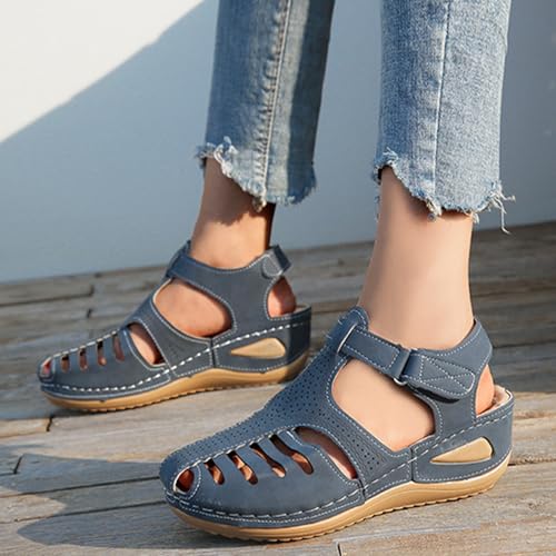 Sandales compensées bleu 39 FGRID avec bout fermé et bride réglable