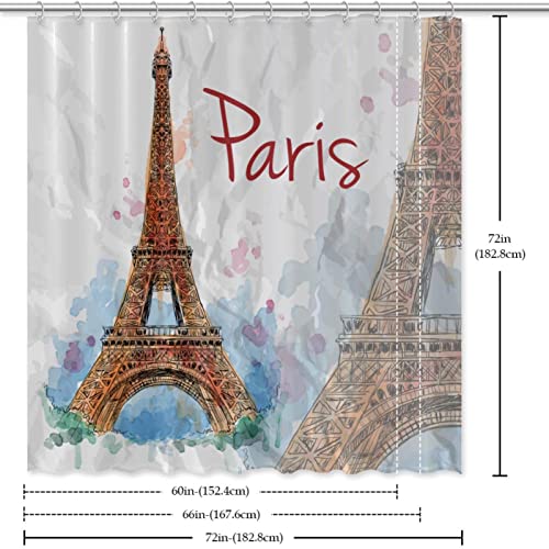Rideau de douche de qualité supérieure motif Paris Tour Eiffel en polyester