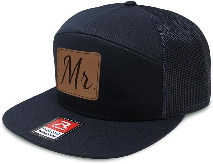 Custom Engraved Mesh Cap Hat Mr. Husband Wedding Marriage B Dad Leather Patch Hats