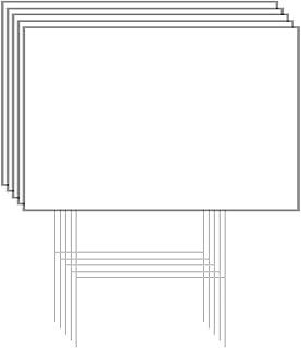 Sponsored Ad - KBUYARKES Blank Yard Signs with Stakes, 5 Pack 12x18 Inches White Plastic Yard Signs with H-Stakes,Suitable...