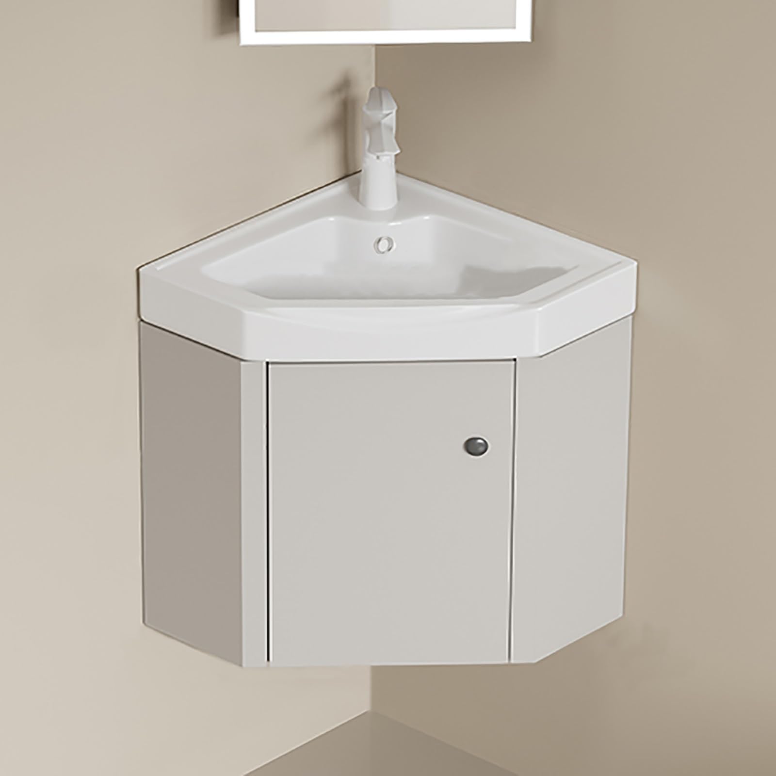 GLJTUO Modern Wall Mounted Small Corner Bathroom Vanity Sink Combo with Storage Scratch and Stain Resistant Cabinet for Small Space Floating Design,One Color-43cm/16.9in