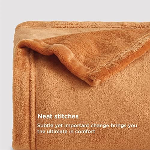 Bedsure Fleece Blanket Sofa Throw - Versatile Blanket Fluffy Soft Throw for Bed and Couch Twin/Double, Orange, 150x200cm
