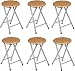 Tradineur - Pack de 6 Taburetes Plegables Fabricado en Aluminio con Asiento Terminado en Madera. Medidas 45x30x30