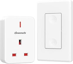 DEWENWILS Remote Control Plug Socket, 13A/3120W Heavy Duty Wireless Light Switch, 30m/100ft Long Range, Programmable, 1 Pack Sockets and 1 Remote