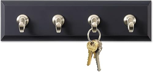 Miniatura 4 de Command 3M HOM18SES - Riel decorativo para llaves, 8 pulgadas de ancho x 1 12 pulgadas de profundidad x 2 18 horas, negroplata, 4 ganchospaquete