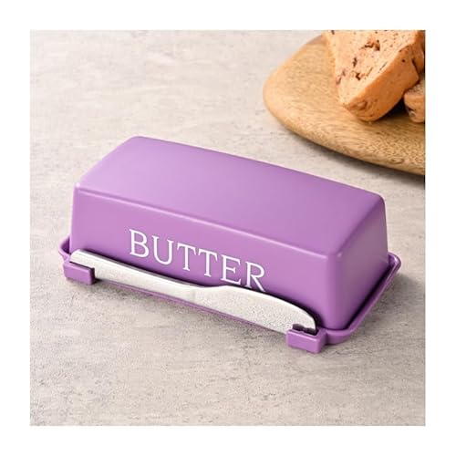 バター入れ(カバー付き・ナイフ付き)、食器洗い機対応のバター保存容器(蓋付き)−カウンタートップ・冷蔵庫用(黒色)