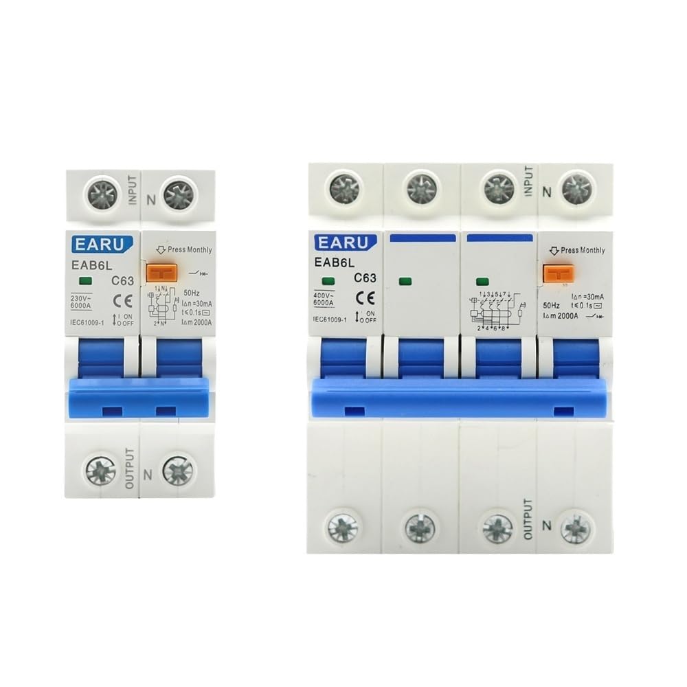 Interruttore Differenziale Puro Salvavita, AC230V MCB Protezione Dalle Dispersioni RCBO Da Sovraccarico E Cortocircuito 2P 4P 30mA Interruttore Di Corrente Residua RCCB RCD(4P,40A)