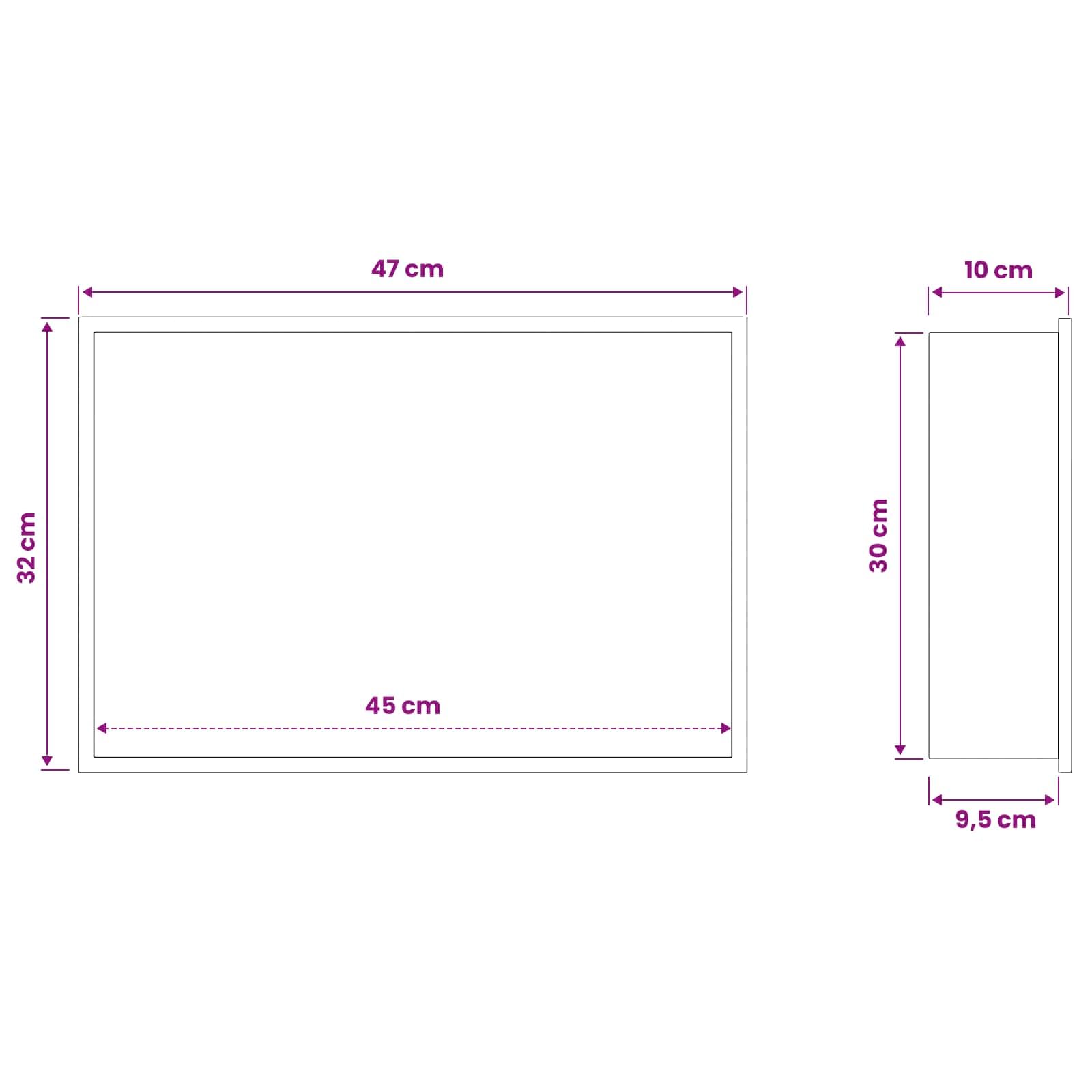vidaXL Nicchia per doccia Bianco 45 x 30 x 9,5 cm Acciaio inossidabile, Design moderno del bagno, nicchia rettangolare per doccia, unità di stoccaggio resistente, ripiano minimalista