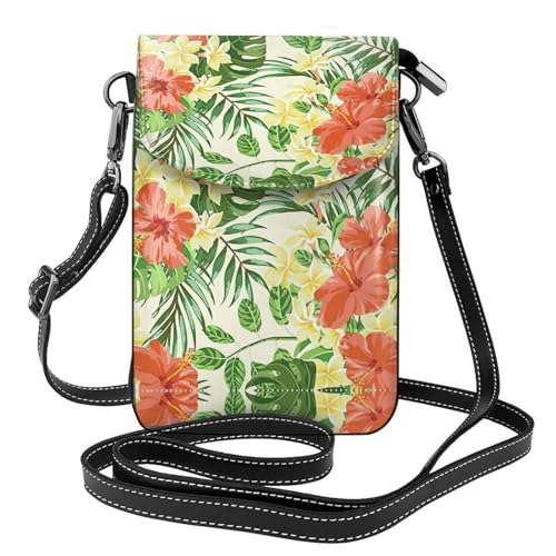 Sac bandoulière femme avec fente carte de crédit et motif fleurs tropicales