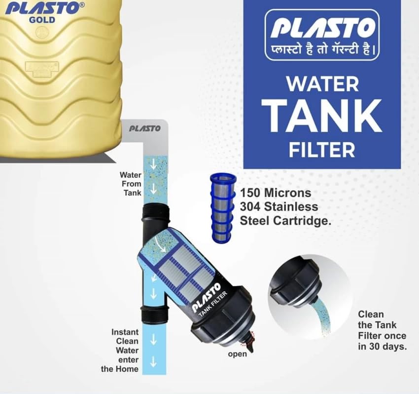 Image of Plasto Water Tank Filter 25 MM | Stainless Steel 304 Grade Mesh | UV Stabilized Material | 5 Year Warranty | Cleans All Sand, Dirt Sediments (150 Micron, 1 Inch Filter | 25 MM)