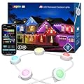 Lepro E1 AI Luci Esterne Permanenti Smart 15M,30LED RGBIC+Bianco Regolabile,Impermeabili,Compatibili Alexa,Google,APP,Assistente di Progettazione Illuminotecnica AI,Luci Cambio Colore per Grondaie