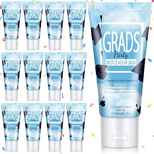 Image of 24 Pcs Mini Sunscreen Bulk for Summer Party Wedding SPF 30 Water Resistant Sunscreen Lotion Bulk 1oz Travel Size for Thank You Gifts Wedding Supplies (Graduation)