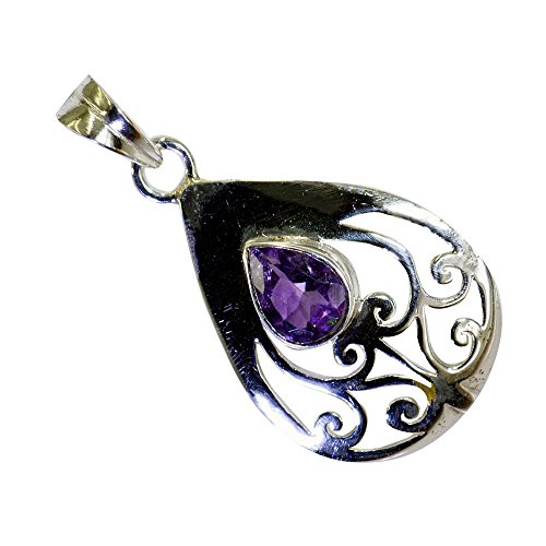 Collier améthyste en argent pour femme avec pendentif de naissance victorien