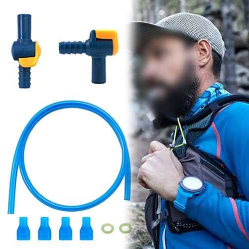 Helilyco 4pcs Hydration Bladder Bite Valve and Nozzle Kit, Silicone Leak Proof Mouthpieces with Straight Angled Hose Connectors for Outdoor