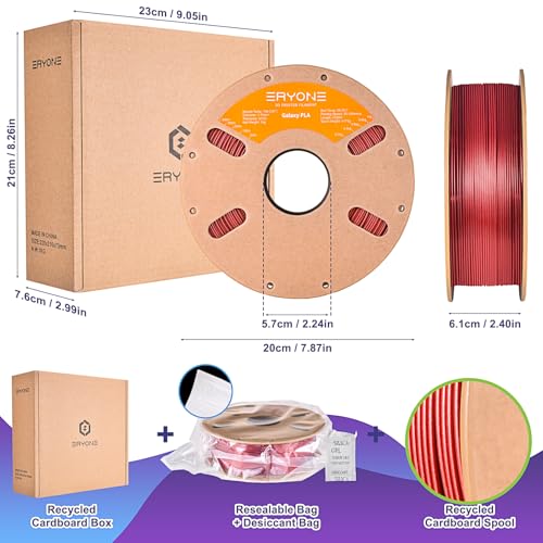 Image of ERYONE Sparkly Galaxy Glitter Red PLA 3D Printer Filament 1.75mm 1kg (2.2LBS) /Spool