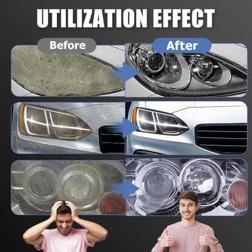 2025 Automotive Headlight Restoration Kit,Headlight Cleaner for Cars,Headlight Refurbishing Kit,Headlight Refurbishing Agent with Headlight Protective Agent,Towel,Sponge - Image 3