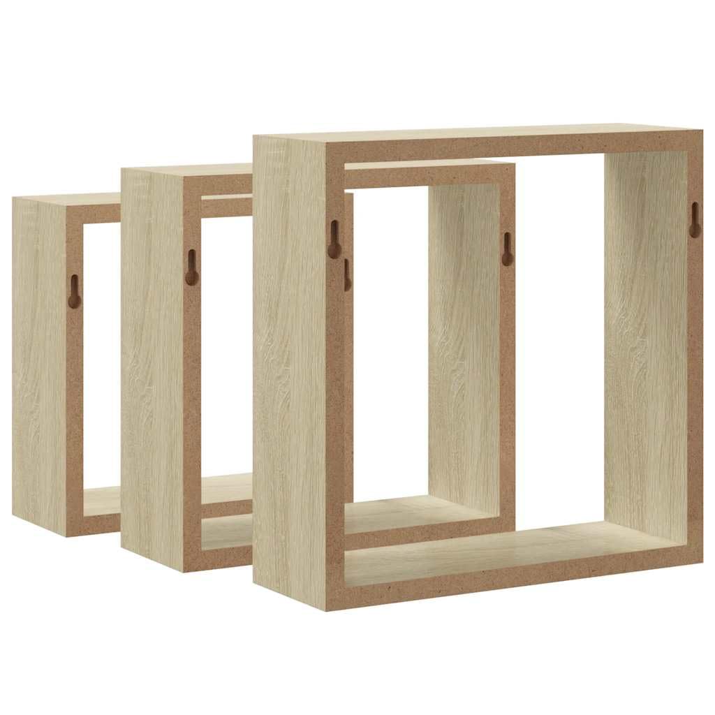 Set di 3 mensole sospese sospese in rovere Sonoma, per soggiorno, camera da letto, cucina, bagno, corridoio, ufficio, design organizer