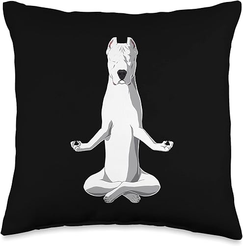 Dogo Argentino Gifts Yoga Dog Dogo Argentino - Almohada para perro, 16.0 x 16.0in, multicolor